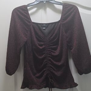I.N. San Francisco Shimmering Black Blouse